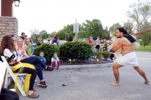 Dancer Interacts with Crowd